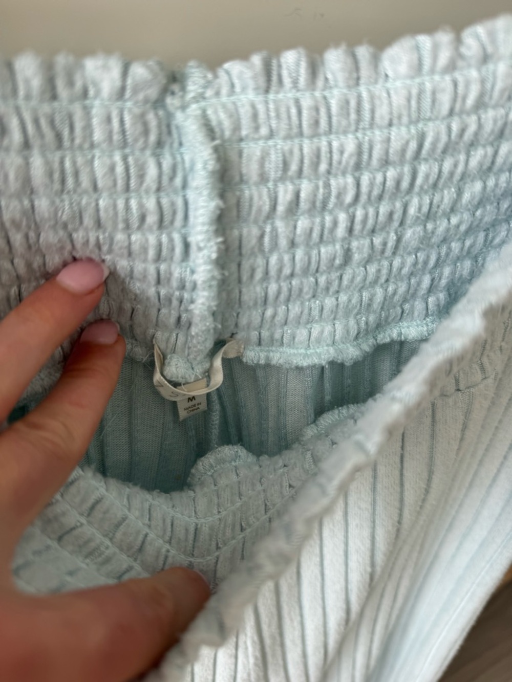Z Supply Light Mint Ribbed Pajama Set - Cardigan & Wide-Leg Pants - Picture 3 of 4